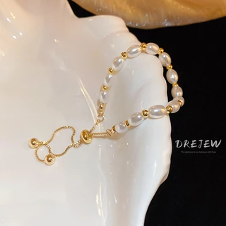DREJEW สร้อยข้อมือ ประดับลูกปัดไข่มุก ทรงกลม ปรับได้ เรียบง่าย สไตล์ฝรั่งเศส เครื่องประดับแฟชั่น