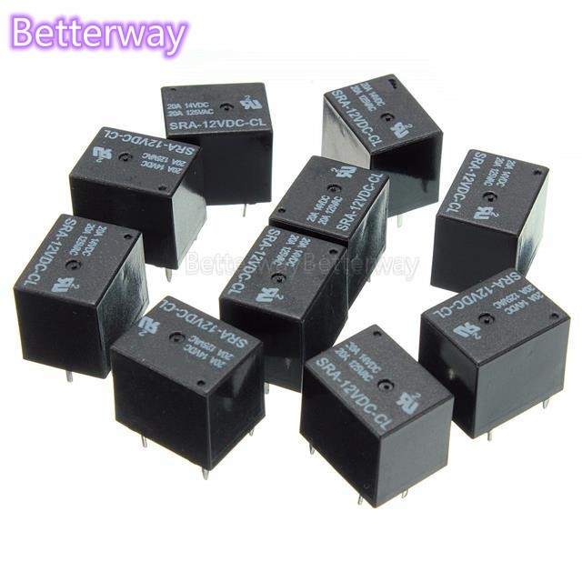 รีเลย์พาวเวอร์ 5V 12V 24V 20A DC SRA-05VDC-CL SRA-12VDC-CL SRA-24VDC-CL 5Pin PCB Type สีดํา 5 ชิ้น