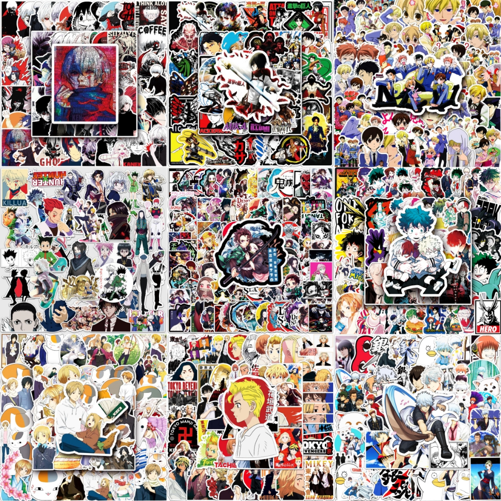 50pcs อะนิเมะญี่ปุ่น Demon Slayer Jujutsu Kaisen ONE PIECE Genshin Impact สติกเกอร์สําหรับแล็ปท็อปหมวกกันน็อครถ Decal