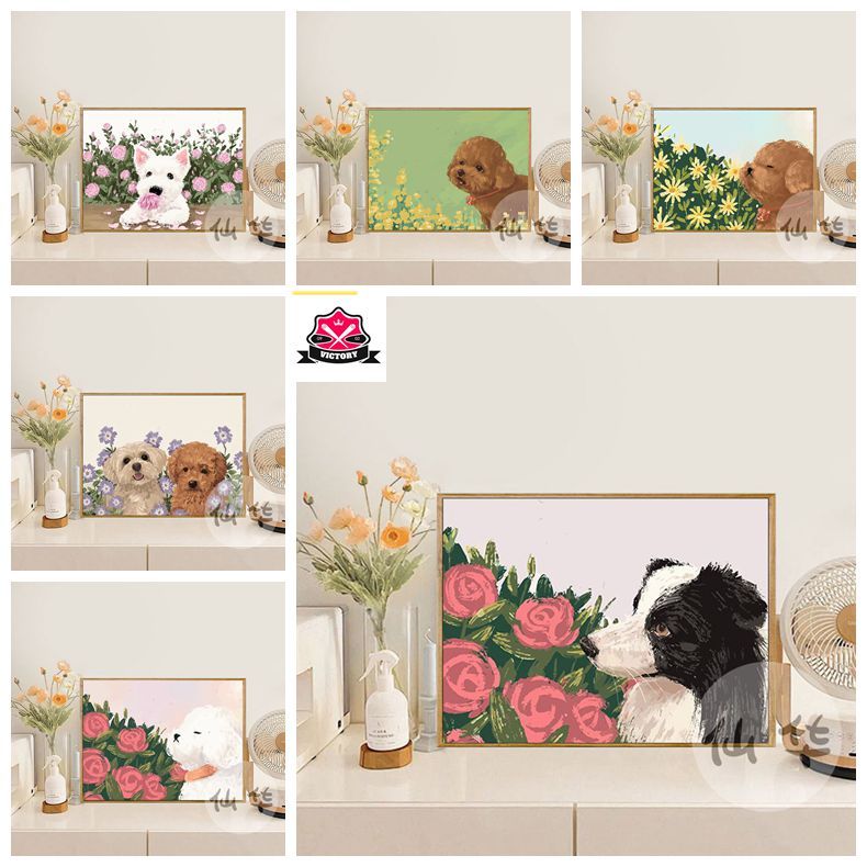 Victory -30*40cm/40*50cm-ระบายสีตามตัวเลข-จิตรกรรมดิจิตอล--ระบายสีตามเลข--*ภาพระบายสีตามตัวเลข--สีระบายสีตามตัวเลข--รูประบายสีตามตัวเลข--บายสีตามตัวเลข-วอลล์เปเปอร์อะคริลิค ภาพวาดสีน้ํามัน รูปสุนัข ดอกไม้น่ารัก สําหรับตกแต่งบ้าน ห้องนอน diy
