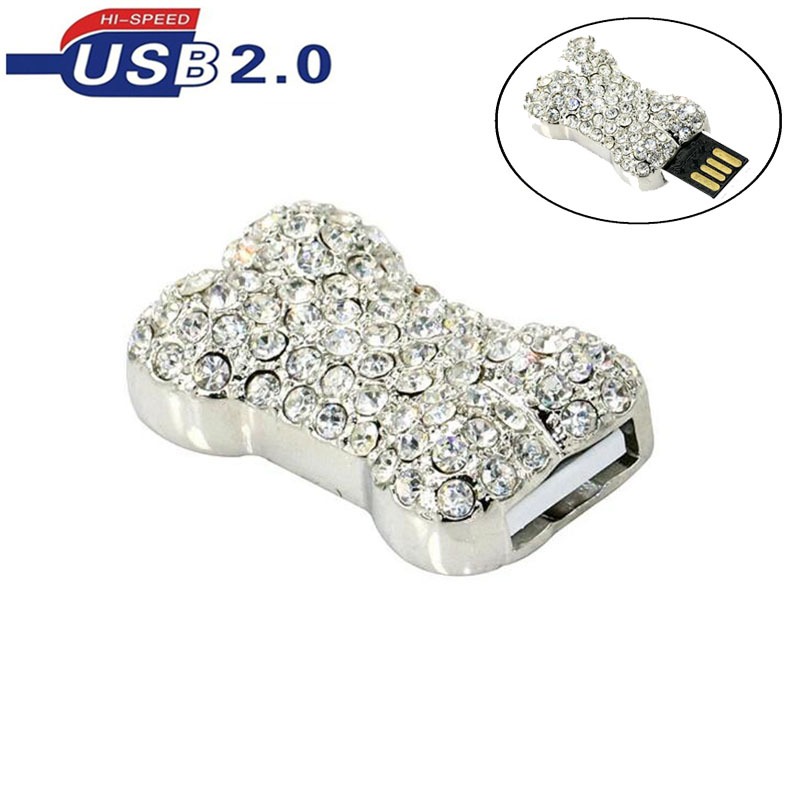 กระดูกรุ่น USB2.0 Memory Stick Disk 16GB 32GB 64GB 128GB Pendrive คริสตัลสร้อยคอจี้ USB แฟลชไดรฟ์ Me