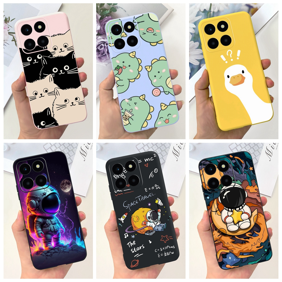 เคสโทรศัพท์มือถือ ซิลิโคนนิ่ม TPU ลายการ์ตูนไดโนเสาร์ แมวน่ารัก สีแคนดี้ สําหรับ Honor X6a 2023 X6a X 6a 4G WDY-LX1