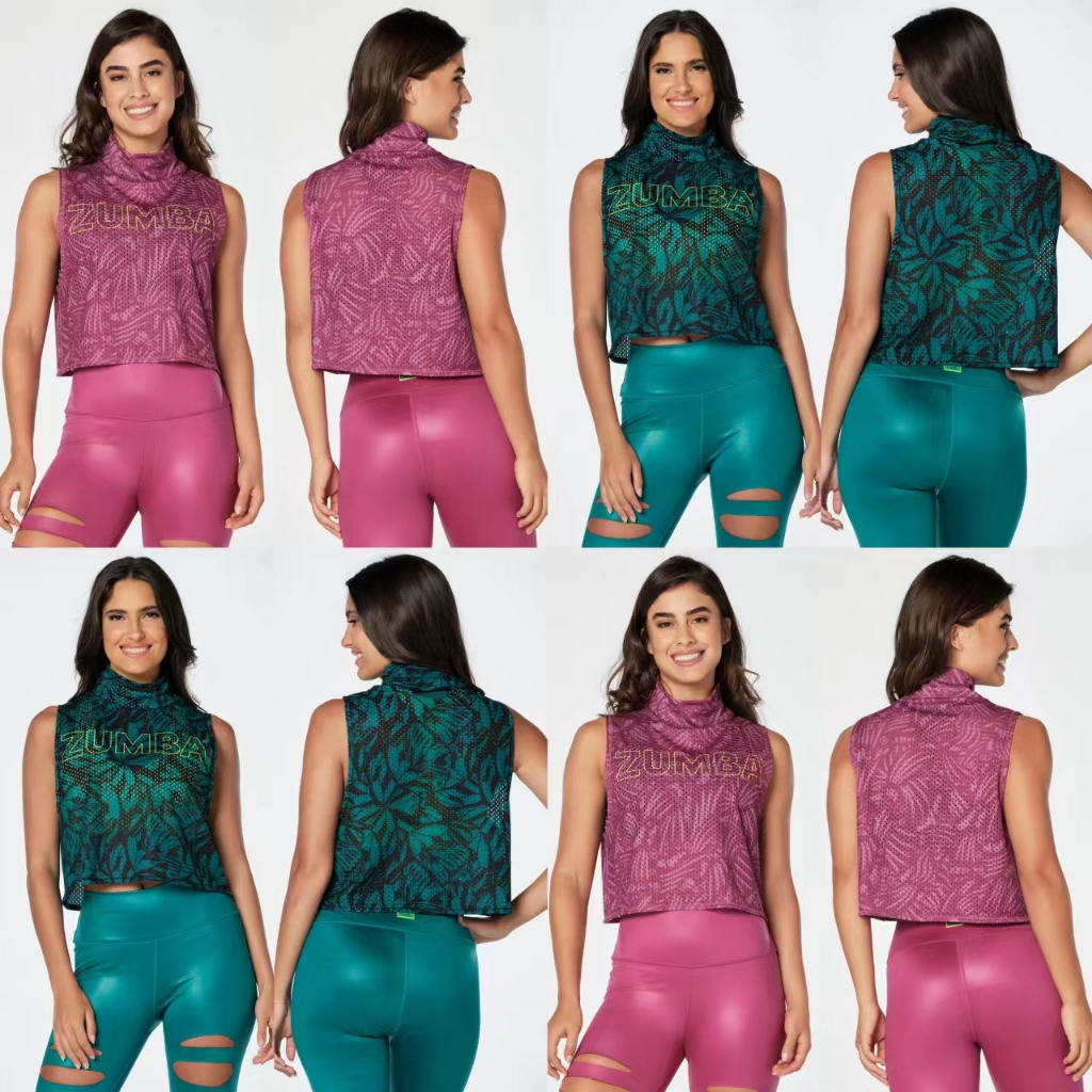 Zumba zumba ZW ฤดูใบไม้ร่วงสีชมพูสีฟ้าคอเต่าเสื้อกั๊กผู้หญิง zumba กีฬาฟิตเนสแขนกุด
