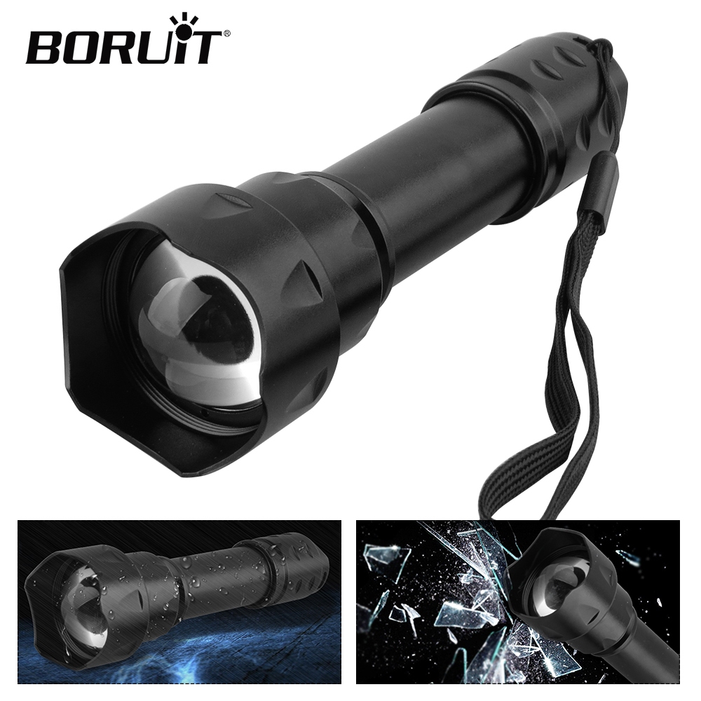 Boruit T20 อินฟราเรด Night Vision LED ซูมไฟฉาย IPX6 ไฟฉายกันน้ํา