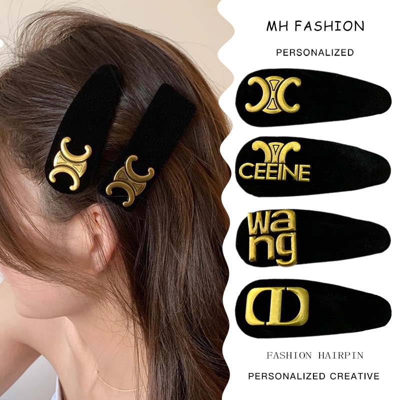 MH แฟชั่นกํามะหยี่สีดํา BB คลิปสําหรับผู้หญิง Retro High Sence ยี่ห้อ Hairpin แฟชั่นล่าสุดอุปกรณ์เสริมผม