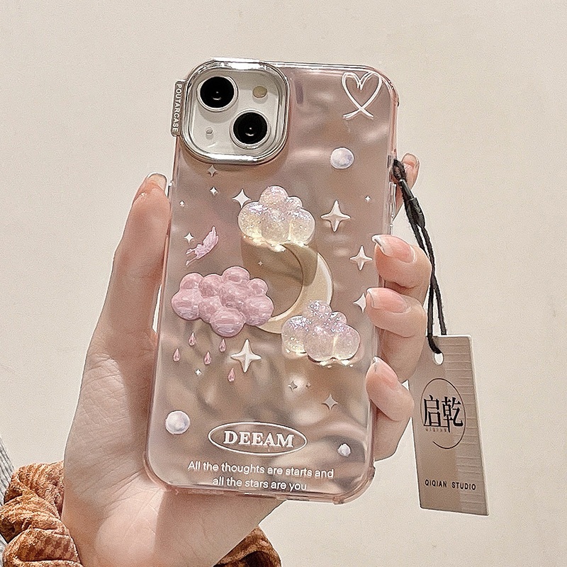 Huiwanju ใหม่ เคสโทรศัพท์มือถือแบบแข็ง กันกระแทก ลายก้อนเมฆ ท้องฟ้ากลางคืน สไตล์ญี่ปุ่น เกาหลี สําหรับ Iphone 14 13promax 12 11