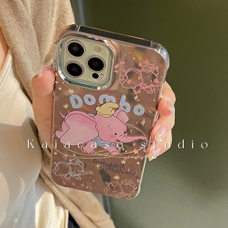 Huiwanju ใหม่ เคสป้องกันโทรศัพท์มือถือ ลายการ์ตูนดัมโบ้ สองชั้น สําหรับ Apple iPhone 14pro 15pro 13promax 12pro 14 11