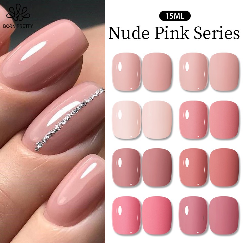 BORN PRETTY 15ml Nail Gel Polish Nude Pink Gel Semi Permanent Base Top Coat