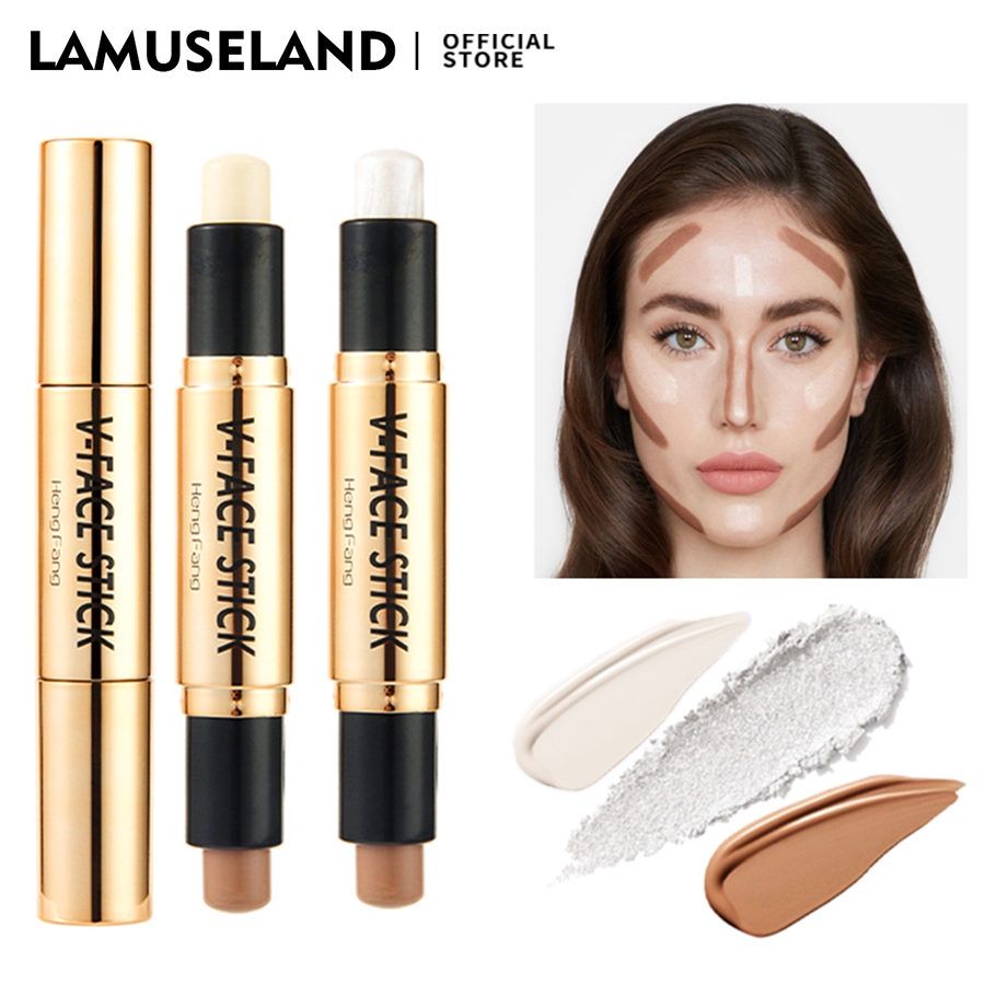 Lamuseland 2 IN 1 คอนซีลเลอร์ไฮไลท์ คอนทัวร์หน้า 3D หัวคู่ สําหรับแต่งหน้า
