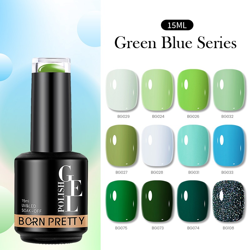 Born PRETTY ยาทาเล็บเจล กึ่งถาวร สีเขียว 15 มล.