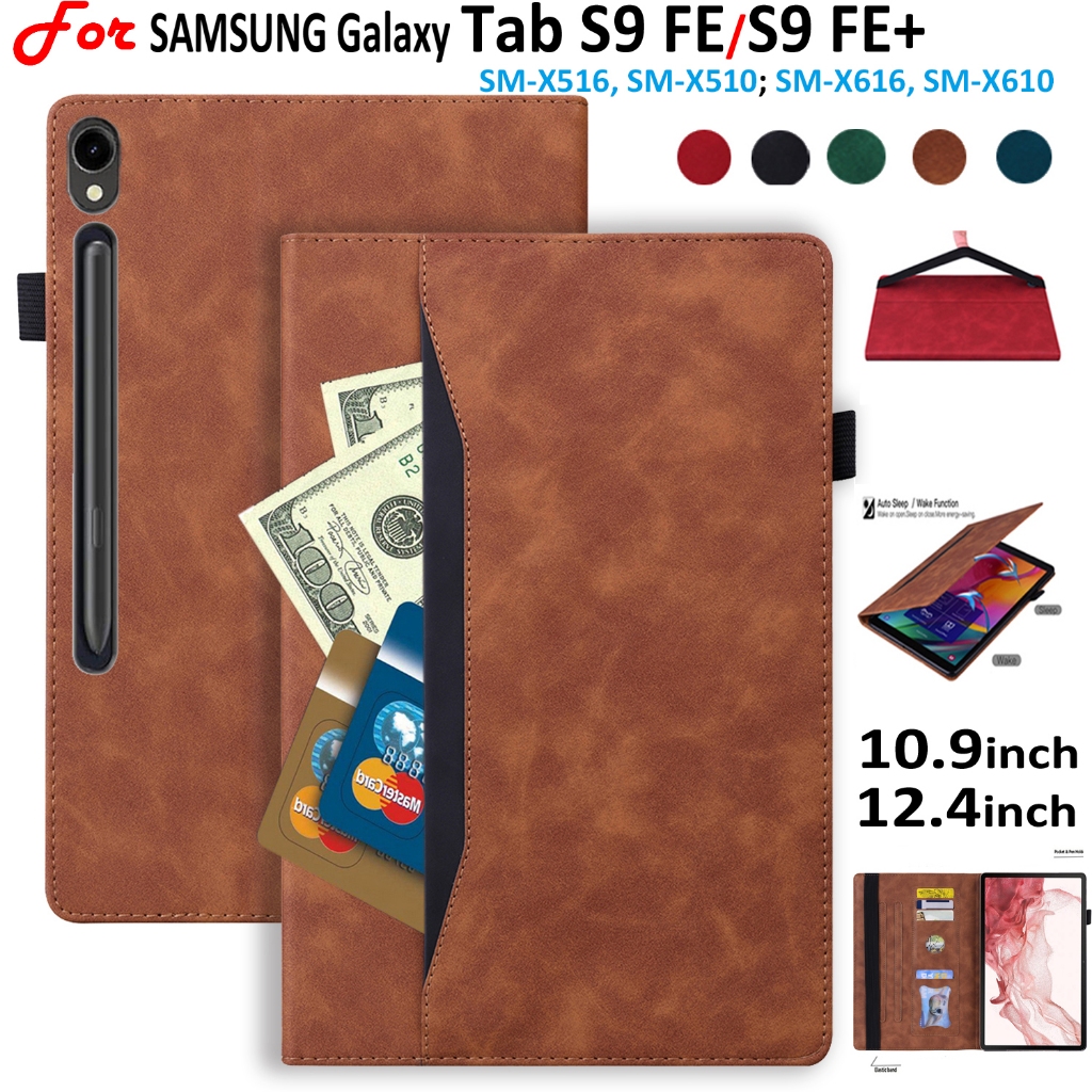 สําหรับ SAMSUNG Galaxy Tab S9 FE 10.9 นิ ้ ว TabS9 FE + 12.4 SM-X610 5G SM-X616 SM-X510 5G SM-X516 Wi-Fi PU หนังกระเป ๋ าสตางค ์ สไตล ์ Casing Flip Stand Cover