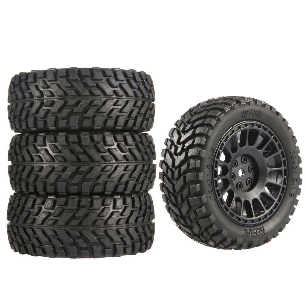 NEEBRC 4PCS 1.9 นิ้ว 75 มม.ยาง 12 มม.Hex Hubs ล้อสําหรับ 1/14 1/16 1/10 RC Racing รถ Wltoys 144010 144001 Scx10 Traxxas Trx-4