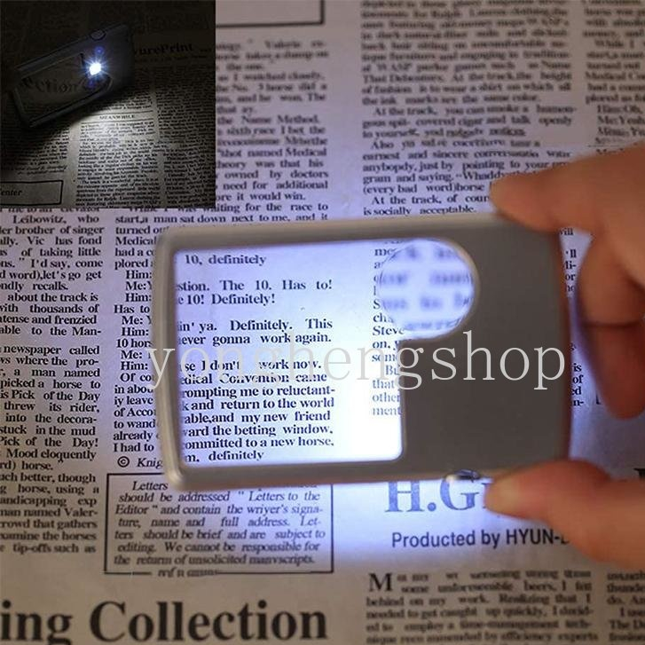 แว่นขยาย LED ขนาดเล็ก 3x 6X (สําหรับผู้สูงอายุ) แบบมือถือ พร้อมซองหนัง บางเฉียบ แบบพกพา แว่นขยายอ่านหนังสือ (พร้อมไฟ LED)