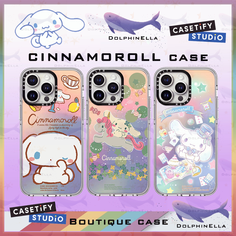 Casetify เคสโทรศัพท์มือถือ ลายการ์ตูน Sanrio CINNAMOROLL สีเลเซอร์ สําหรับ iphone 11 12 13 14 15 Pro Max