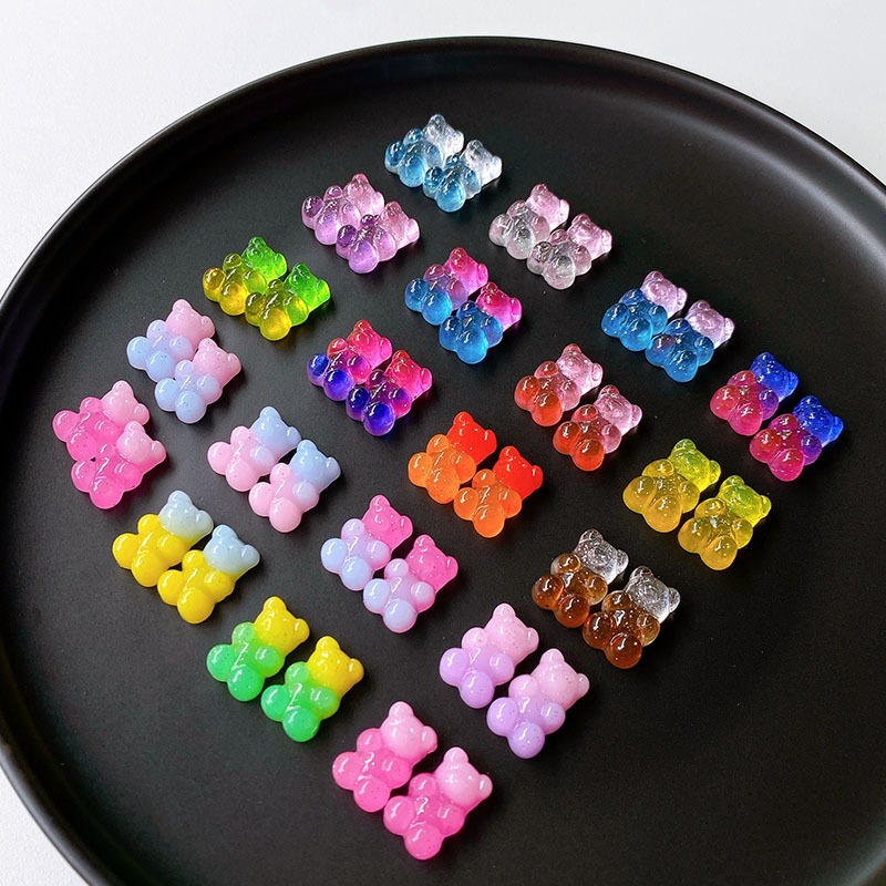 เครื่องประดับ กิ๊บติดผม รูปหมี สีแคนดี้ แบบใส แฮนด์เมด diy มีสีขาว สีเขียว สีแดง สีแดง สีฟ้า สีดํา สีม่วง สีเหลือง ราคา ถูกที่สุด ดีลบีเคเค รูปภาพหลัก