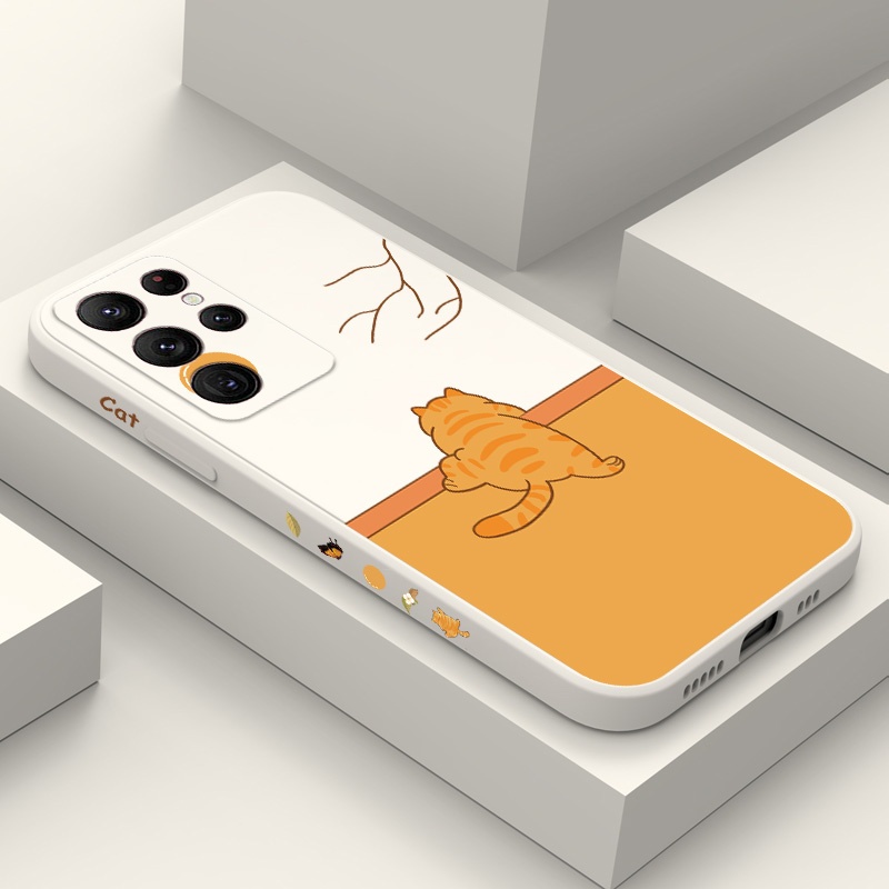 เคสโทรศัพท์มือถือ ลายแมวอ้วน สีส้ม สร้างสรรค์ สําหรับ Samsung Galaxy S23 S22 FE Ultra Plus 5G