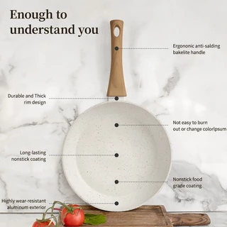 Innerwell non-stick หินไมฟานชุด 13 ชิ้นสีขาว หม้อกระทะครบชุดในครัวเรือน กระทะ หม้อนม หม้อซุป เหมาะสำหรับทุกเตา ทําอาหารของขวัญ