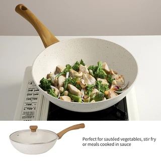 Innerwell non-stick หินไมฟานชุด 13 ชิ้นสีขาว หม้อกระทะครบชุดในครัวเรือน กระทะ หม้อนม หม้อซุป เหมาะสำหรับทุกเตา ทําอาหารของขวัญ