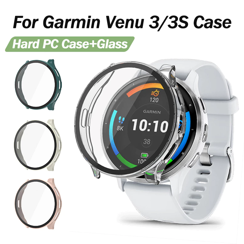สําหรับ Garmin Venu 3/3S 2/2S/2 Plus เคส PC แบบแข็ง + ฟิล์มกระจก สําหรับ Garmin Venu 3S เคสกันกระแทก เคสหน้าจอ