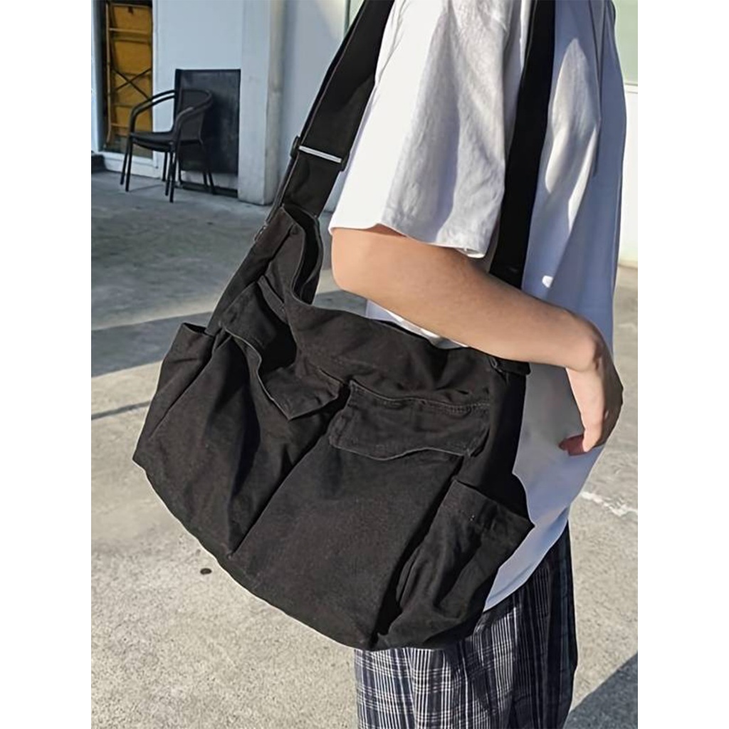 Leacat กระเป๋าสะพายไหล่ลําลอง ผ้าแคนวาส มีหลายช่อง เหมาะกับการพกพาเดินทาง - รูปที่ 6