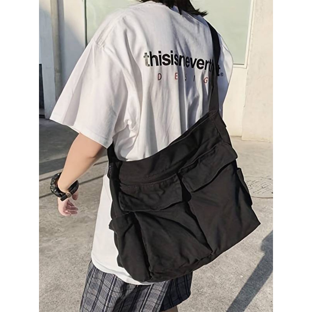 Leacat กระเป๋าสะพายไหล่ลําลอง ผ้าแคนวาส มีหลายช่อง เหมาะกับการพกพาเดินทาง - รูปที่ 7