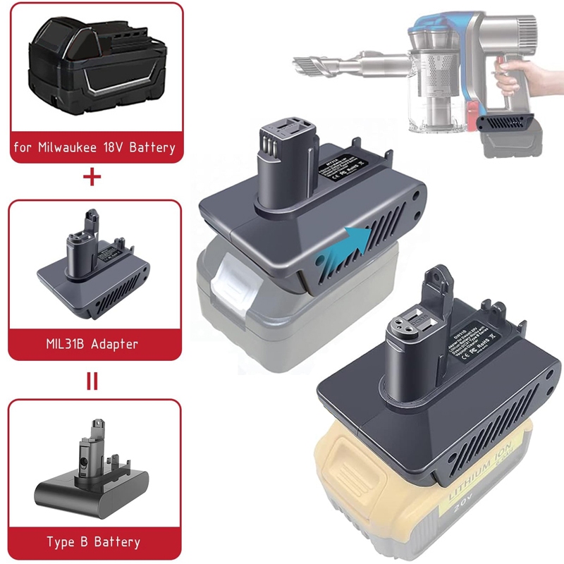 อะแดปเตอร์แบตเตอรี่สําหรับ Dyson Type A/Type B DC31 DC35 DC44 เครื่องดูดฝุ่นสัตว์สําหรับ Makita/Dewalt/Milkwague 18V Li-ion แบตเตอรี่