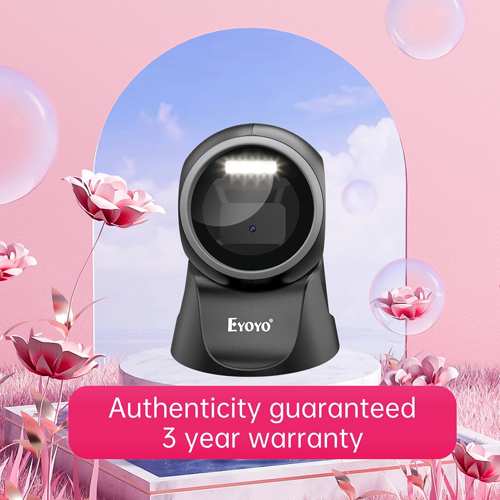 Eyoyo 2D QR Desktop Barcode Scanner Omnidirectional Automatic Sensing Scanning Desktop Barcode Scann