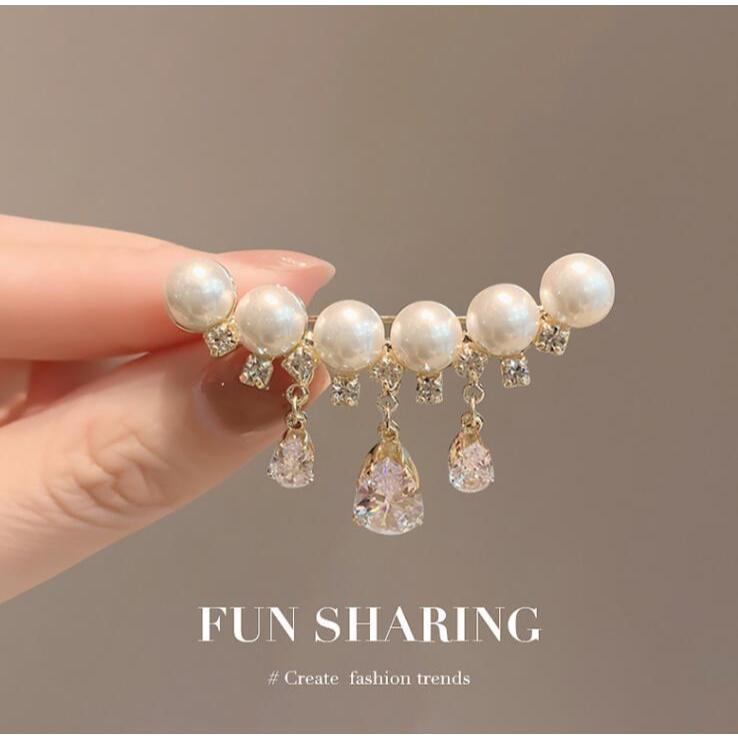 เข็มกลัด ประดับไข่มุก พลอยเทียม สวยงาม หรูหรา แฟชั่นสําหรับผู้หญิง