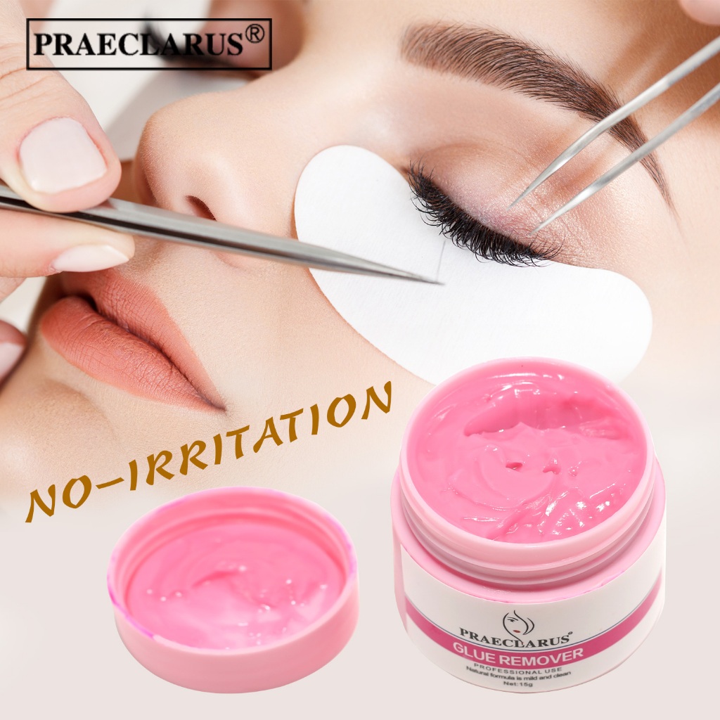 PRAECLARUS ครีมกําจัดกาวติดขนตาปลอม รสสตรอเบอร์รี่ 15 กรัม มืออาชีพ ไม่ระคายเคือง ต่อขนตา เครื่องมือแต่งหน้า กาวกําจัด