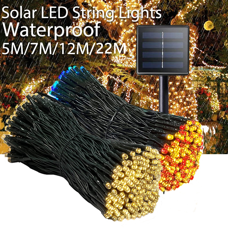 ไฟกระพริบ LED พลังงานแสงอาทิตย์ ไฟหยดน้ำโซล่าเซลล์ ไฟประดับตกแต่ง ไฟประดับสวน ไฟคริสมาสต์ ยาว 12เมตร