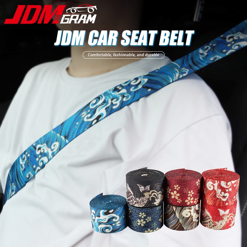 JDMGRAM JDM เข็มขัดนิรภัยในรถยนต์ 3.6 M สายรัดป้องกันความปลอดภัยที่นั่งอัตโนมัติ Universal Webbing ผ้า Racing ไหล่แบบพับเก็บได้เข็มขัดตกแต่งอะไหล่อุปกรณ์ตกแต่งภายในรถยนต์