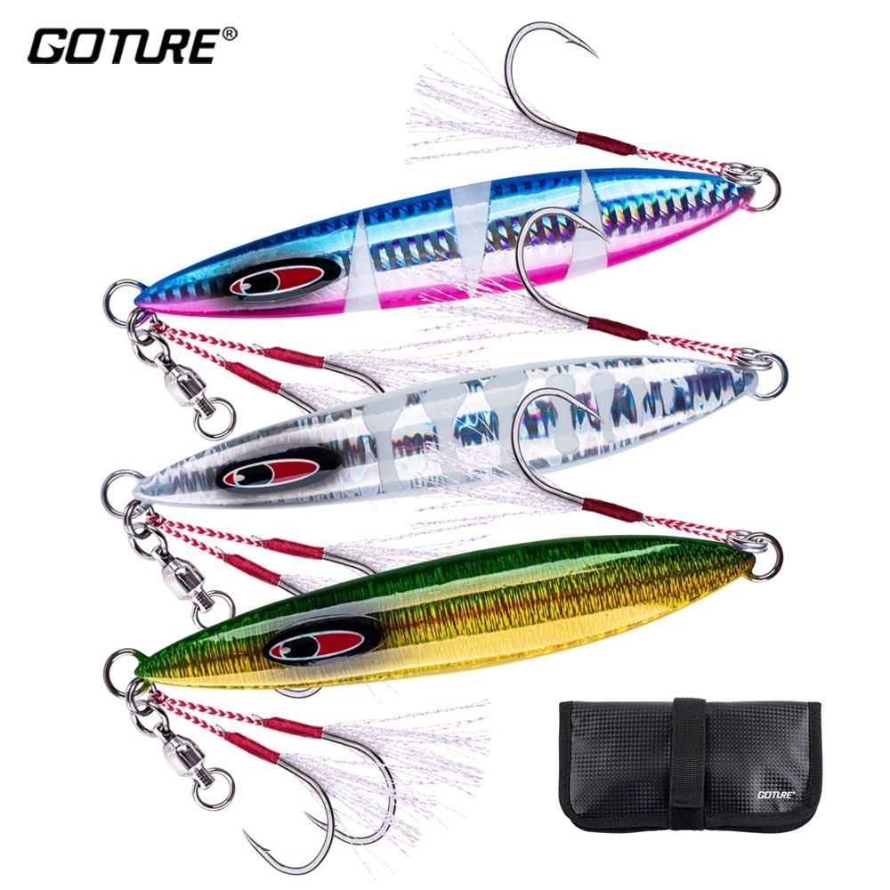 Goture เหยื่อตกปลา จิ๊กโลหะเรืองแสง ขนาด100g/150g250g 3 สี สําหรับตกปลา