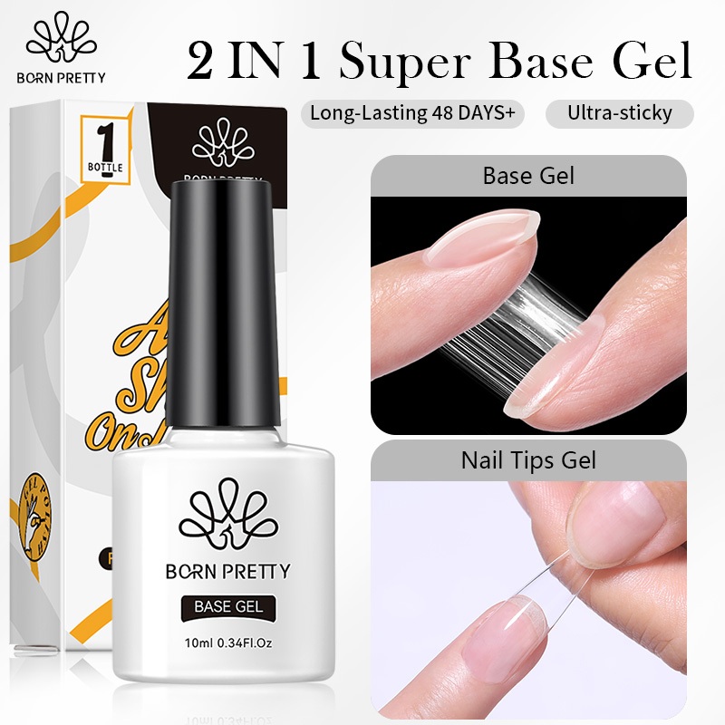 Born PRETTY 2 IN 1 เจลทาเล็บเจล กึ่งถาวร เคลือบเงา แช่ปิด UV LED เจลทาเล็บ 10 มล.