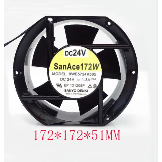 9WE5724K505 Sanyo 17251 24V 1.3A 17CM พัดลมแปลงความถี่โลหะพัดลมอุณหภูมิสูง