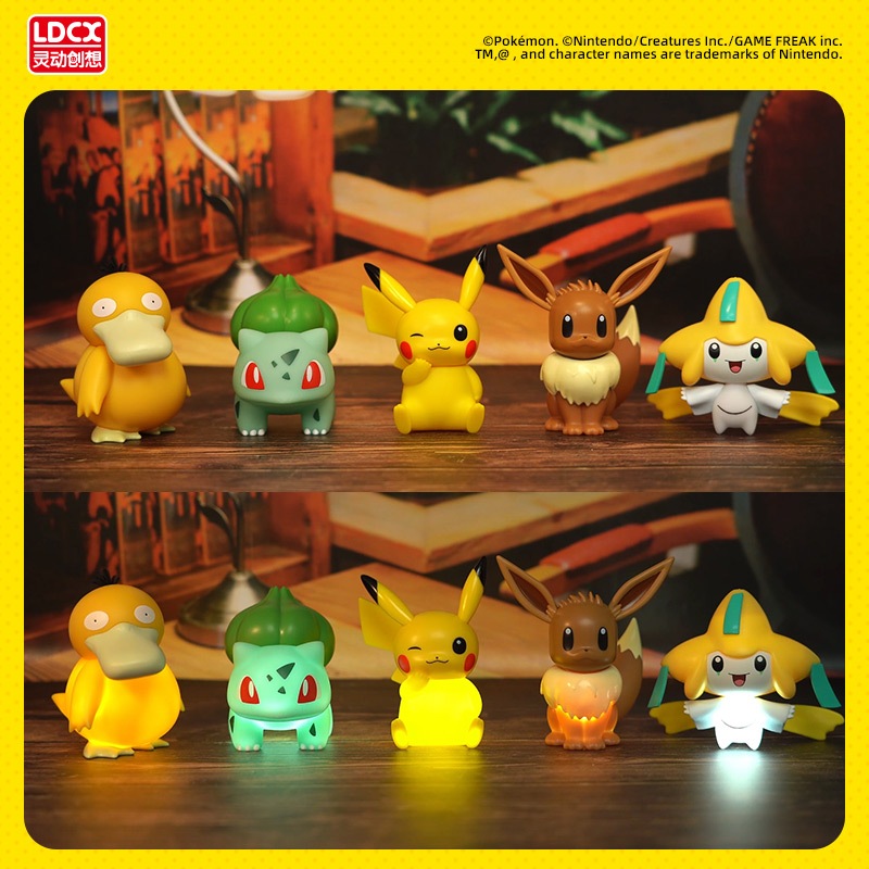 ของแท้ ตุ๊กตาฟิกเกอร์ การ์ตูนโปเกม่อน Pikachu Kira Praying Frog Seeds Ibrahimovic Duck เรืองแสง ของเล่นสําหรับเด็ก