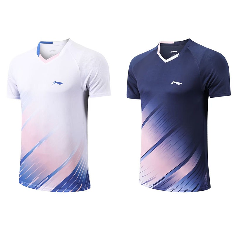 LI NING ชุดเสื้อแขนสั้น ระบายอากาศ แบบแห้งเร็ว เหมาะกับการเล่นกีฬา แบดมินตัน สําหรับเด็กผู้ชาย และผู้หญิง 2023