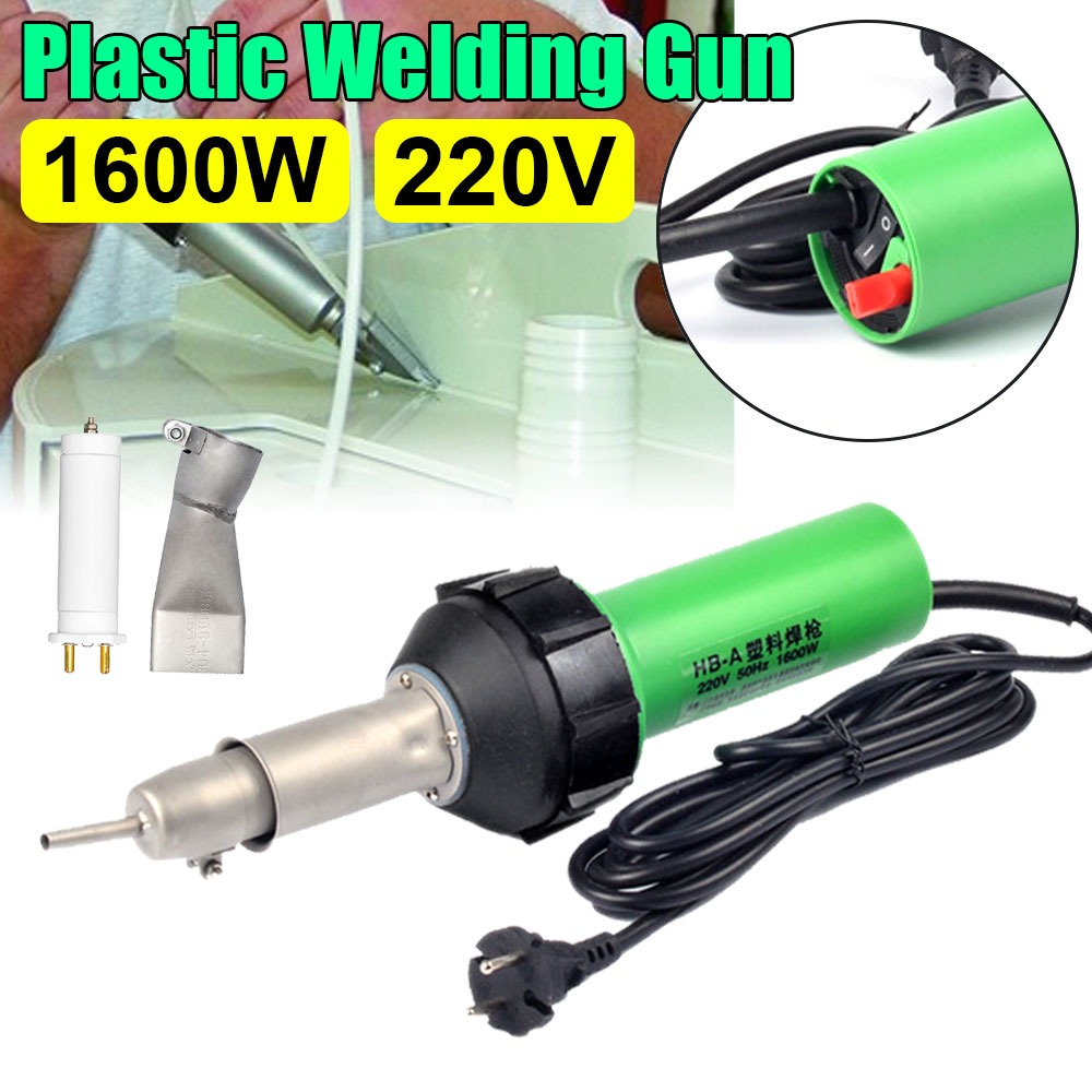 ปืนเชื่อมลมร้อน พลาสติก 1600W 220V พร้อมหัวฉีดลูกกลิ้งพลาสติก สําหรับกันชน PP PVC