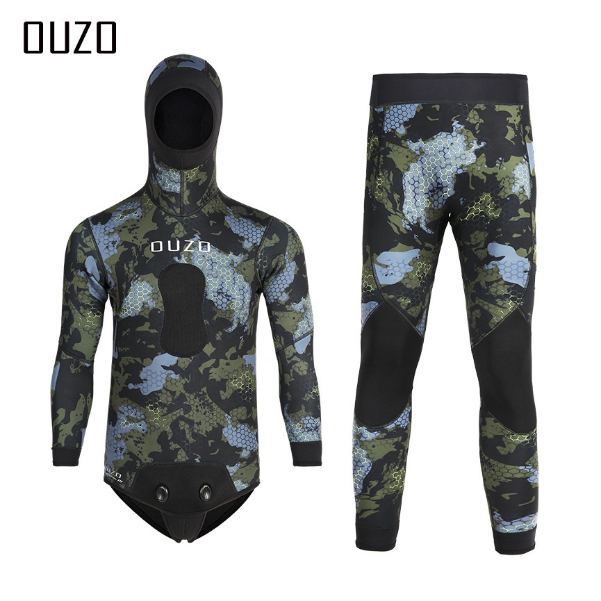 [ตำนาน 6] ผู้ชาย Spearfishing Wetsuit Neoprene 3 มม.1.5 มม.เปิดเซลล์พรางชุดดําน้ํา 2 ชิ้นชุดสําหรับล่าสัตว์,ดําน้ําลึก