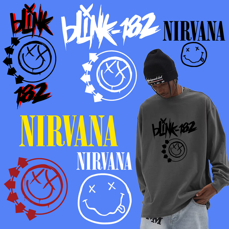 Blink-182 แผ่นสติกเกอร์โลโก้ ลาย Nirvana Smile สําหรับตกแต่งเสื้อผ้า DIY