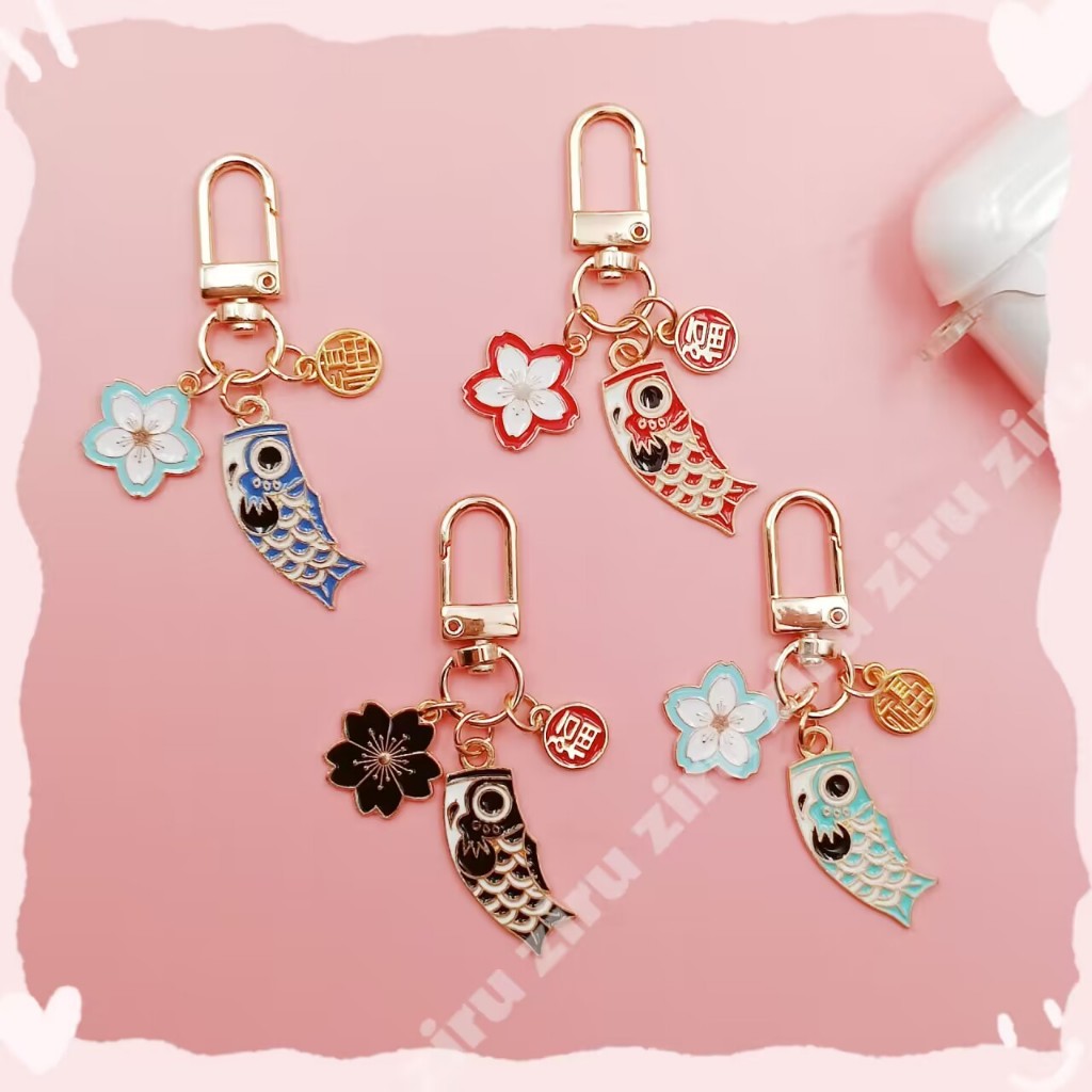 พวงกุญแจ จี้รูปปลาคาร์พนําโชคน่ารัก สไตล์ญี่ปุ่น สําหรับห้อยกระเป๋า Airpods