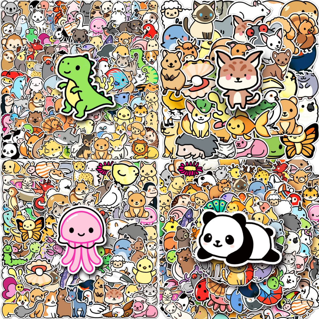 200ชิ้นตลกการ์ตูนสัตว์แมลงแพนด้าแมวสติกเกอร์กันน้ํา ทําเอง สําหรับโทรศัพท์แล็ปท็อปสติกเกอร์รถสร้างสรรค์บ้าน รูปลอก