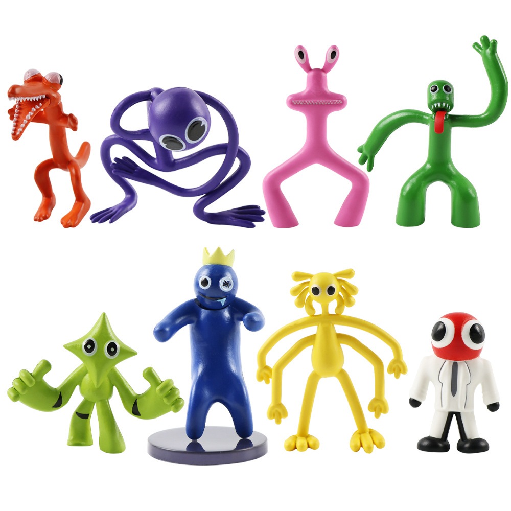 โมเดลตุ๊กตาฟิกเกอร์ เกมมือถือ Rainbow Friends Blue Monster เหมาะกับของขวัญวันเกิด ของเล่นสําหรับเด็ก 8 ชิ้น ต่อชุด