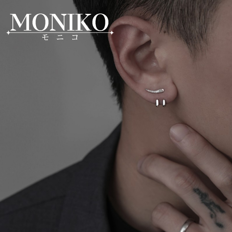 MONIKOผู้ชายสแตนเลส Unsex ตะขอโค้งต่างหูต่างหูแฟชั่นส่วนบุคคลที่เรียบง่าย