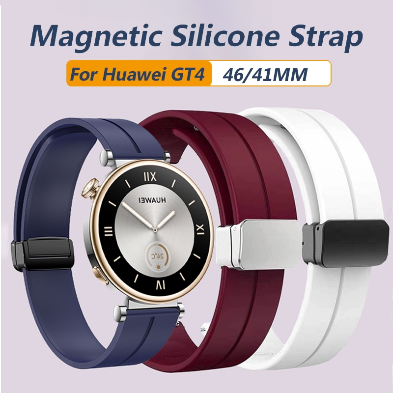 22/18 มม.แม่เหล็กดูดซิลิโคนสําหรับ Huawei นาฬิกา GT5 GT4 GT5 Pro 46 มม.41 มม.หัวเข็มขัดแม่เหล็กสร้อยข้อมือ 22 มม.Universal