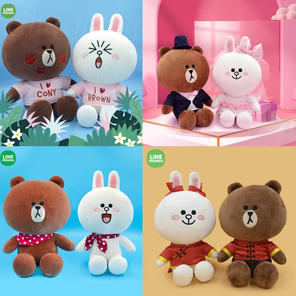 LINE FRIENDS ของแท้ ของเล่นตุ๊กตาโคนี่ ผ้ากํามะหยี่ขนนิ่ม สําหรับงานแต่งงาน