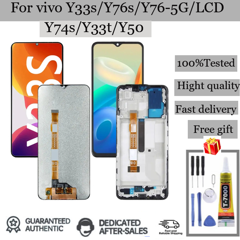 กรอบหน้าจอสัมผัส LCD แบบเปลี่ยน สําหรับ Vivo Y33T Y33S Y74S Y76-5G Y76S Y50