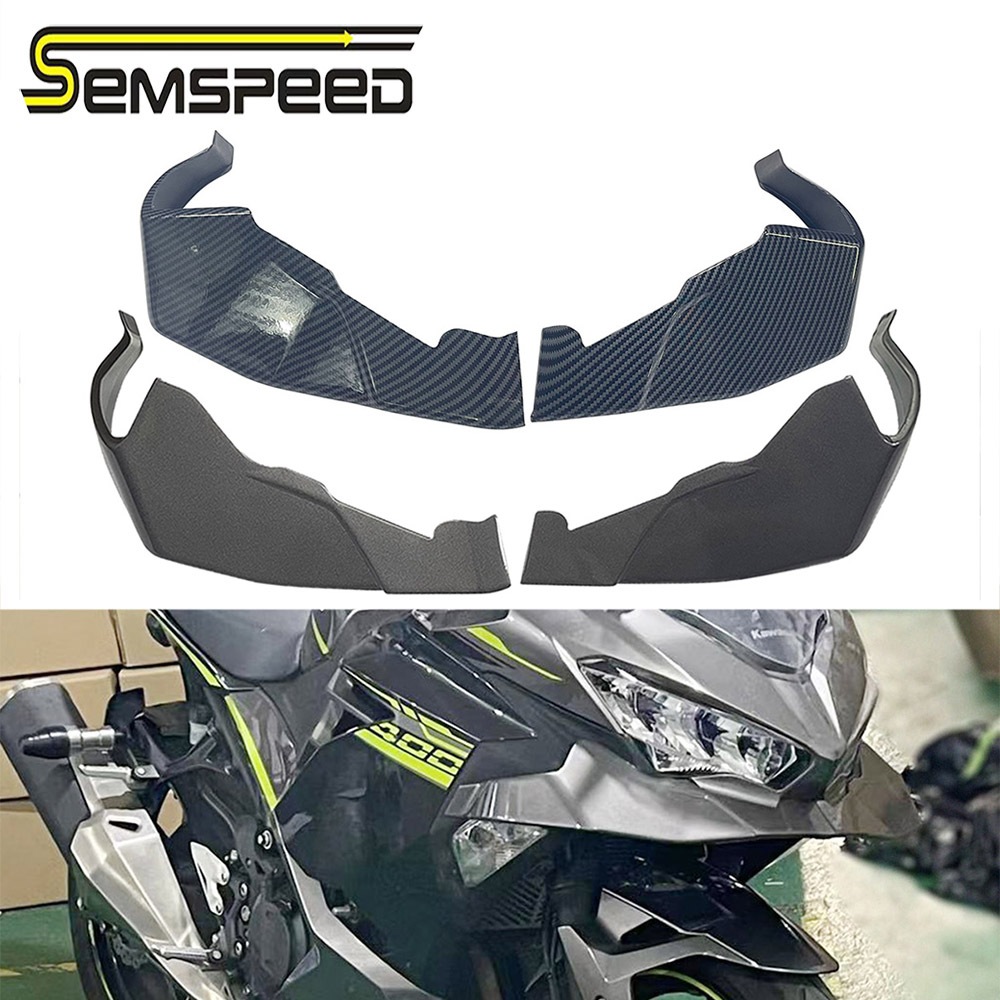 SEMSPEEDสําหรับ Kawasaki NINJA 400 NINJA400 2018-2023 2024 รถจักรยานยนต์ด้านหน้า Beak Nose Lowering Fairing Winglet
