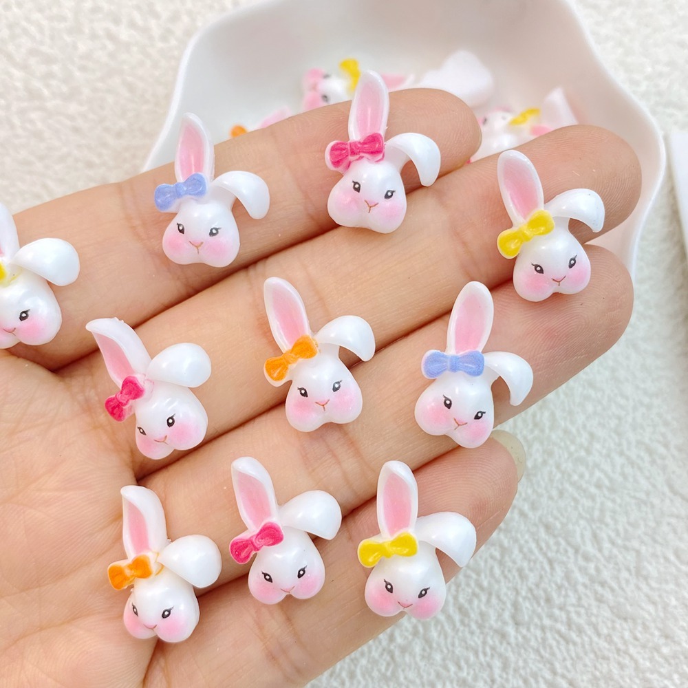 อุปกรณ์ตกแต่งเล็บเรซิ่น ลายการ์ตูนกระต่าย DIY สําหรับตกแต่งเล็บ 20 ชิ้น