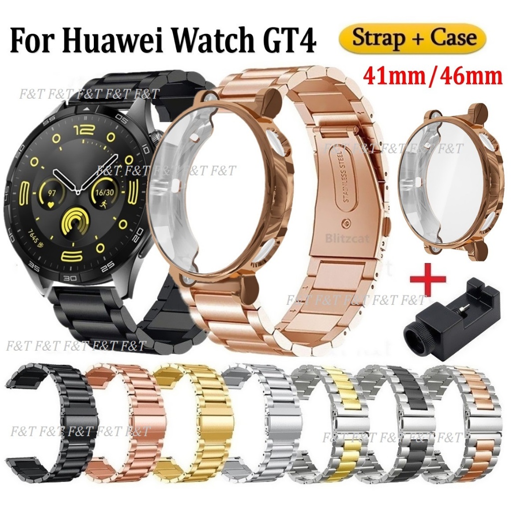 สีเดียวกัน เคส + สายนาฬิกา huawei watch gt 4 สาย huawei gt4 สาย 41mm 46mm Full Covered Huawei Watch 