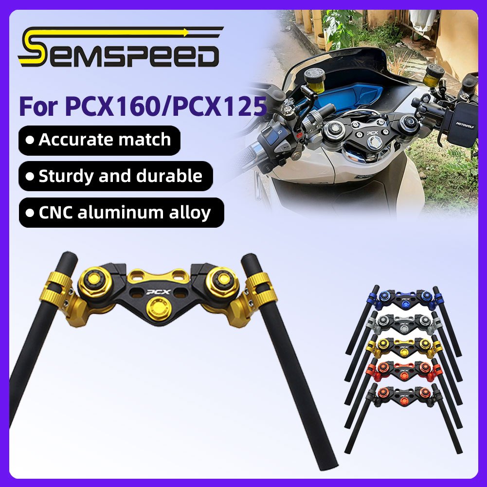 【SEMSPEED】สําหรับ Honda PCX 160 150 125 PCX160 2012-2024 แฮนด์รถจักรยานยนต์แบบปรับได้ Cnc 7/8 22 mm